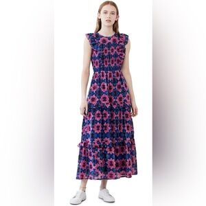 Banjanan Iris dress Shibori Clamp Dye Print size Large